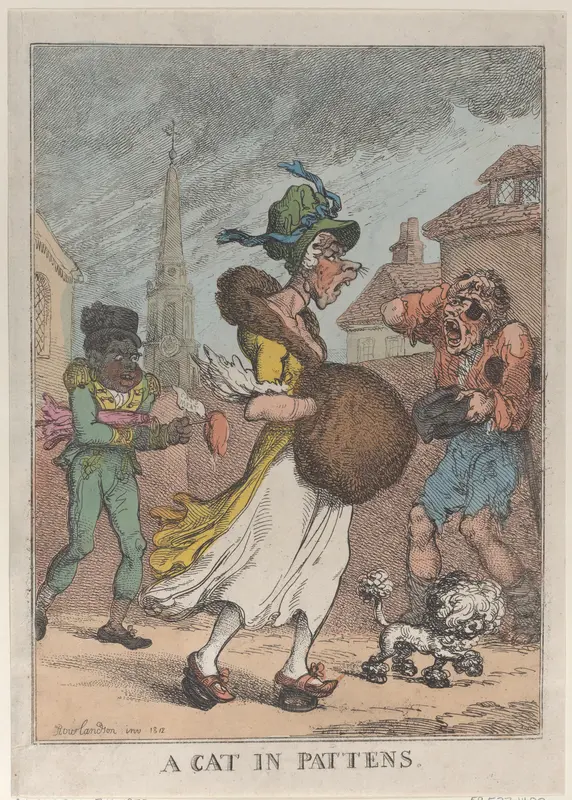 A Cat in Pattens Wall Art by Thomas Rowlandson - High-Resolution Digital Print