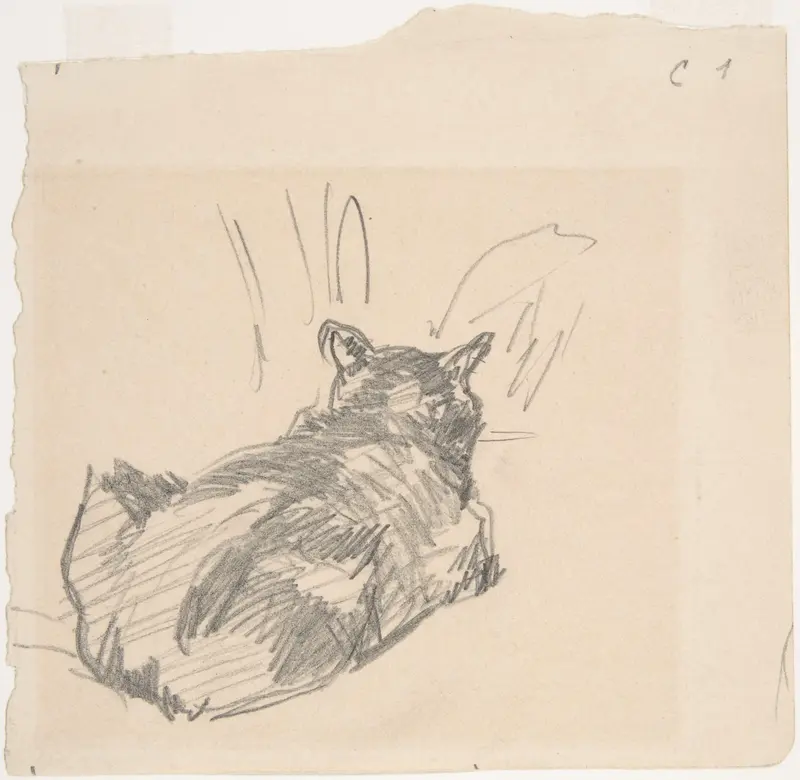 A Cat Resting on All Fours, Seen from Behind Wall Art by Edouard Manet - High-Resolution Digital Print