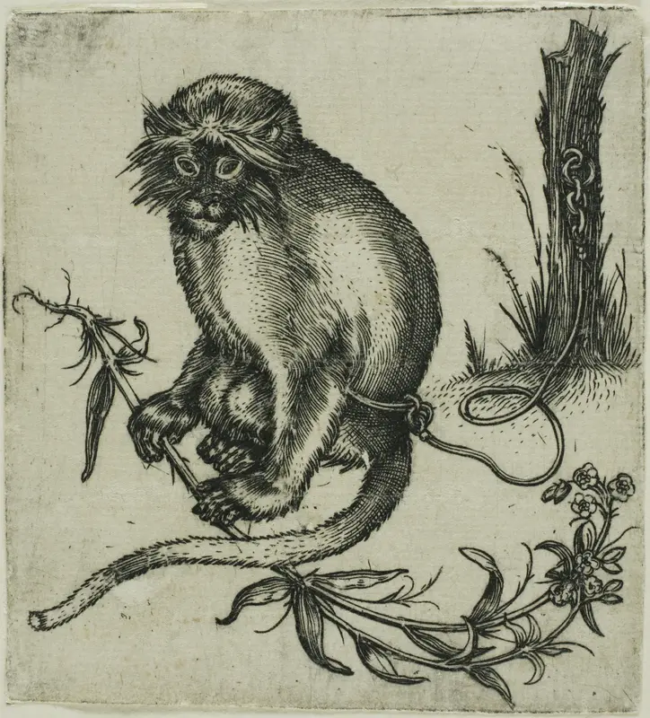 A Chained Monkey Wall Art by Franz Brun - High-Resolution Digital Print