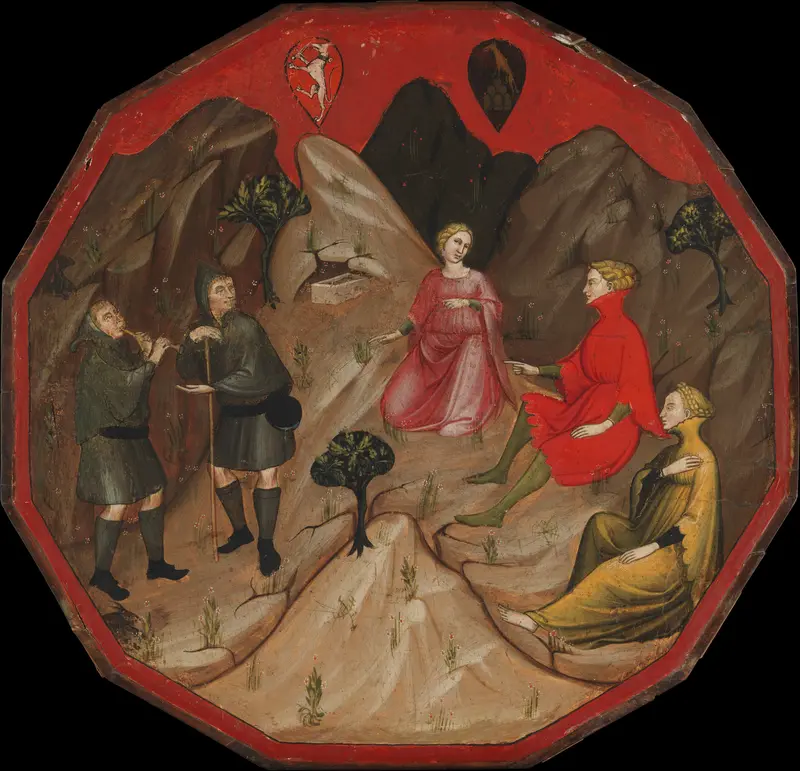 A Contest between the Shepherds Alcesto and Acaten Wall Art by Master of 1416 - High-Resolution Digital Print