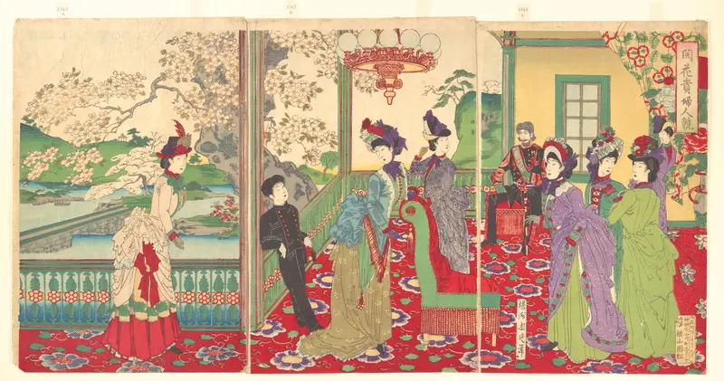 A Contest of Elegant Ladies among the Cherry Blossoms (Kaika kifujin kisoi)