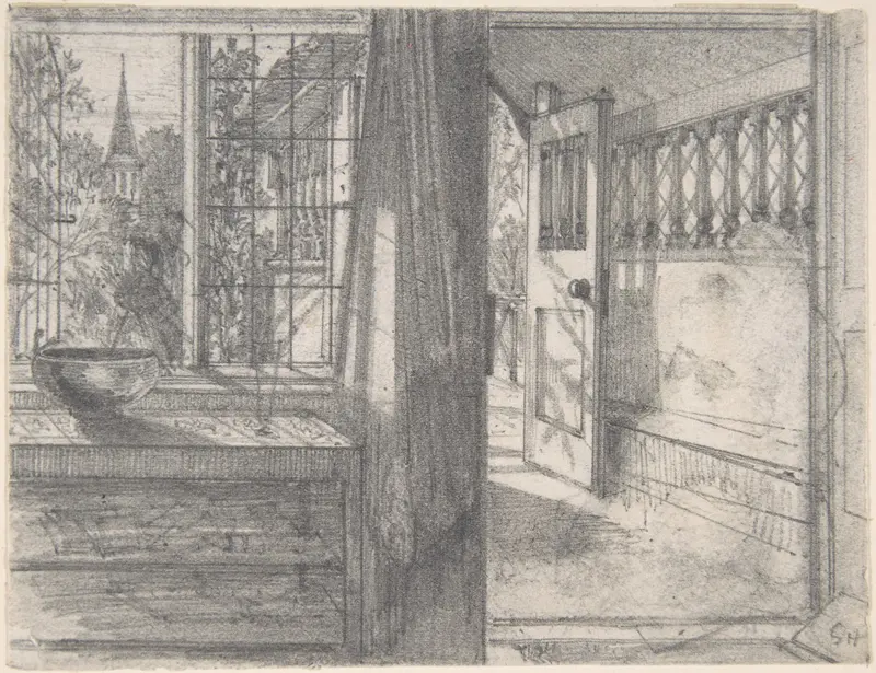 A Cottage Porch Wall Art by Sir Francis Seymour Haden - High-Resolution Digital Print