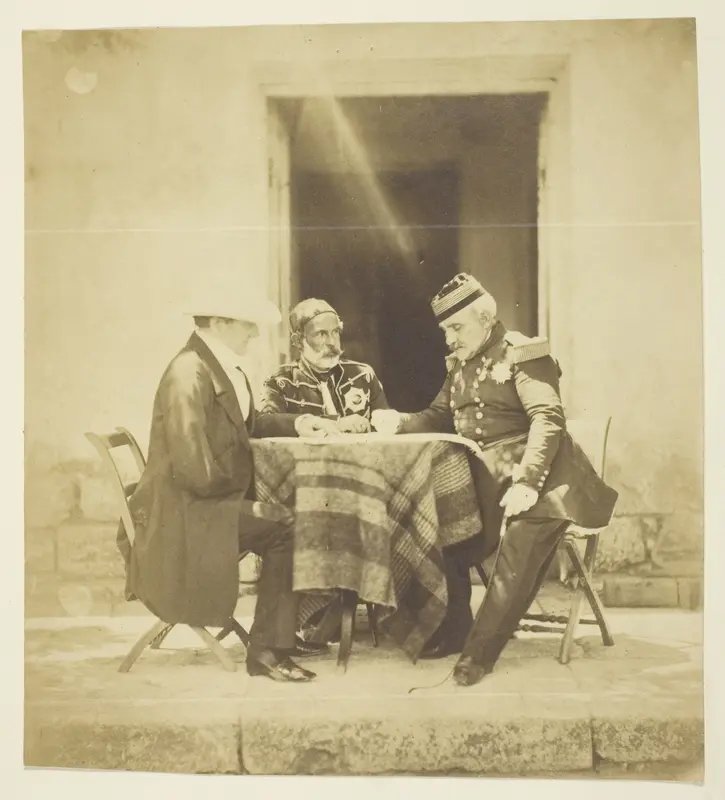 A Council of War: Lord Raglan, Omar Pacha and Pelissier, Taken the eve Before the Taking of the Mankelen, Crimea