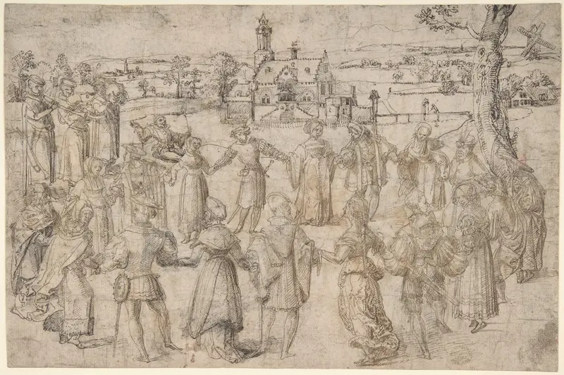 A Country Dance Wall Art by Anonymous, Netherlandish, 16th century - High-Resolution Digital Print