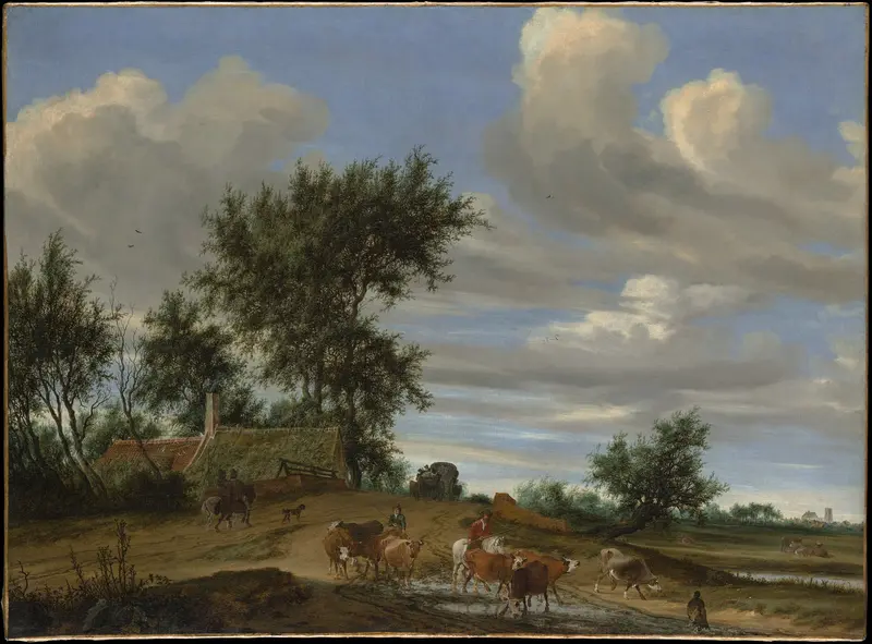 A Country Road Wall Art by Salomon van Ruysdael - High-Resolution Digital Print