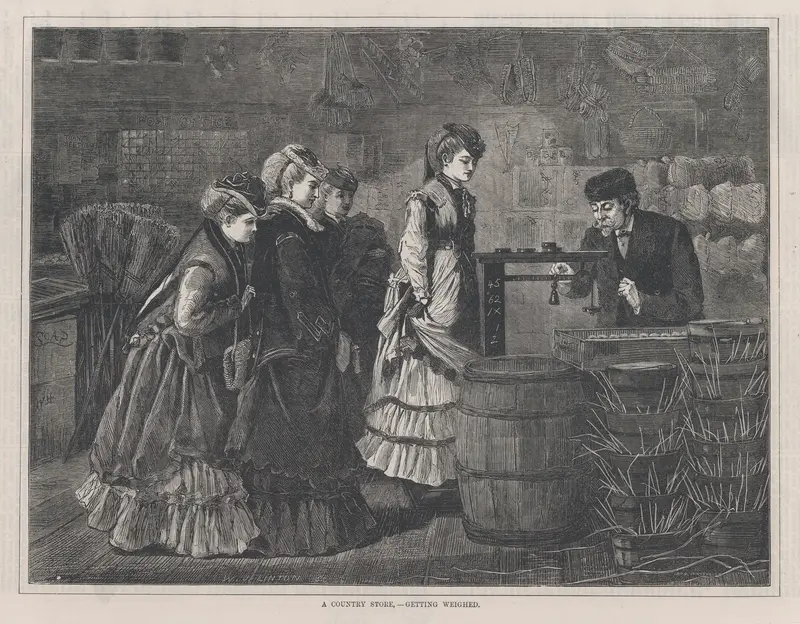 A Country Store – Getting Weighed (Every Saturday, Vol. II, New Series) Wall Art by Winslow Homer - High-Resolution Digital Print