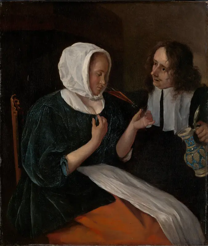A couple drinking Wall Art by Jan Havicksz. Steen - High-Resolution Digital Print