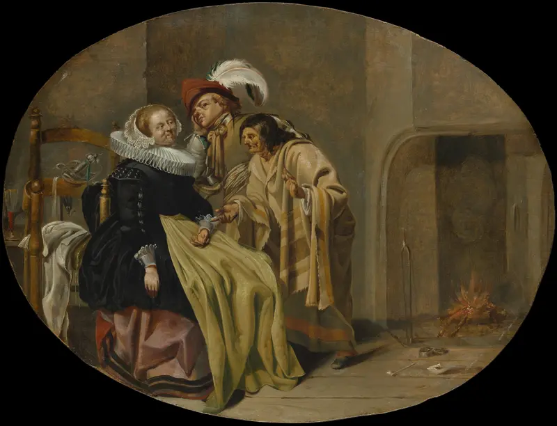 A Couple in an Interior with a Fortune-Teller Wall Art by Jacob Duck - High-Resolution Digital Print