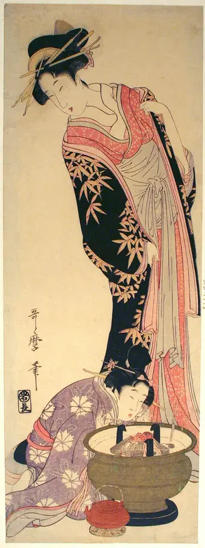 A Courtesan and her Attendant Wall Art by Kitagawa Utamaro - High-Resolution Digital Print