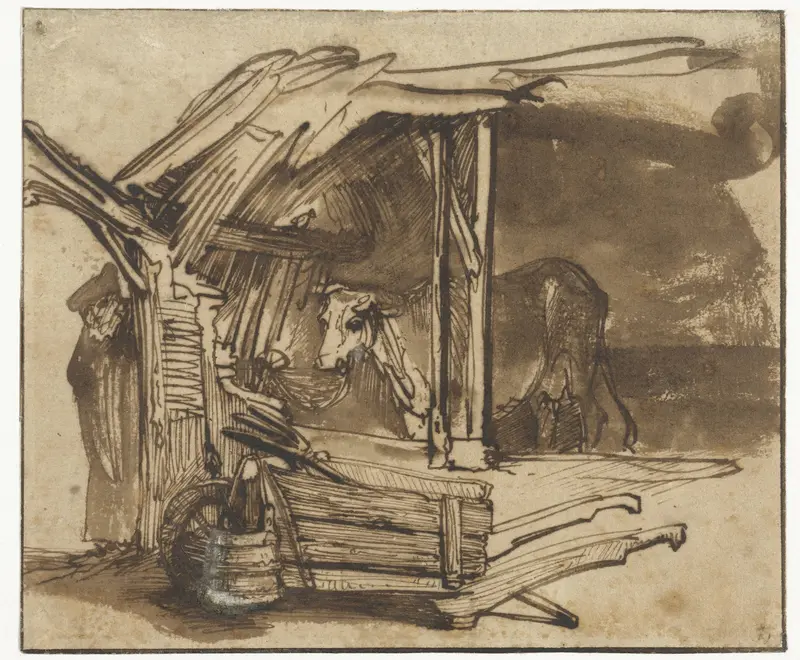 A Cow in a Shed Wall Art by Rembrandt van Rijn - High-Resolution Digital Print