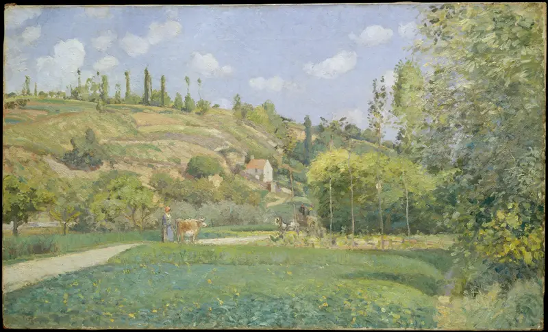 A Cowherd at Valhermeil, Auvers-sur-Oise Wall Art by Camille Pissarro - High-Resolution Digital Print