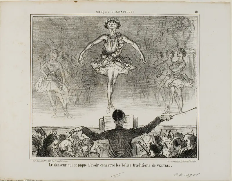 A dancer who claims to have preserved the great tradition of VESTRI, plate 12 from Croquis Dramatiques