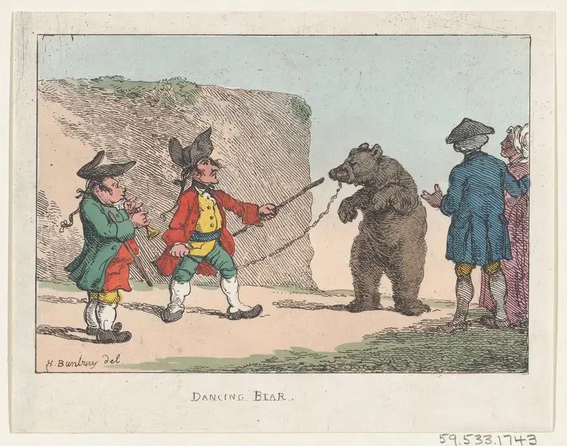 A Dancing Bear Wall Art by Thomas Rowlandson - High-Resolution Digital Print