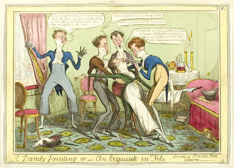 A Dandy Fainting Wall Art by Isaac Robert Cruikshank - High-Resolution Digital Print
