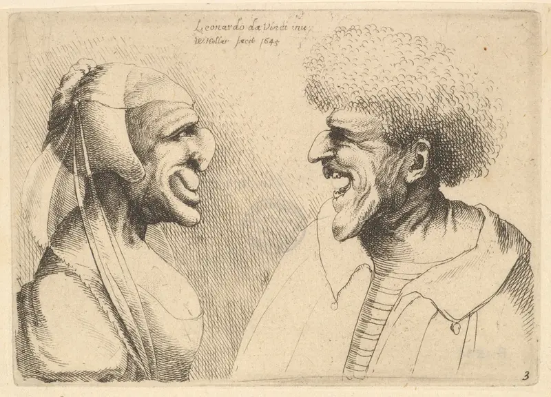 A deformed couple facing each other Wall Art by Wenceslaus Hollar - High-Resolution Digital Print