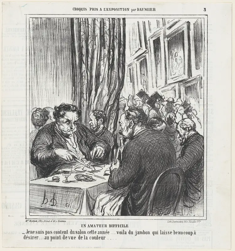 A difficult patron of the arts, from 'Exhibition sketches,' published in Le Charivari, June 17, 1864 Wall Art by Honoré Daumier - High-Resolution Digital Print