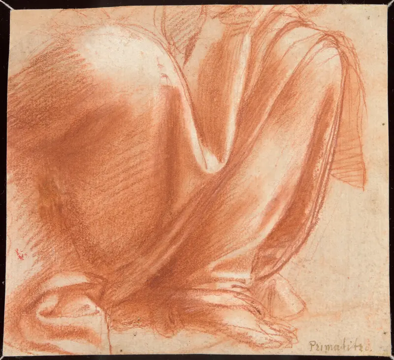 A Drapery Study for the Knees of a Seated Allegorical Figure of Charity (recto); Bust of a Naked Allegorical Figure of Charity with Two Putti (verso) Wall Art by Giovanni Antonio di Francesco Sogliani - High-Resolution Digital Print