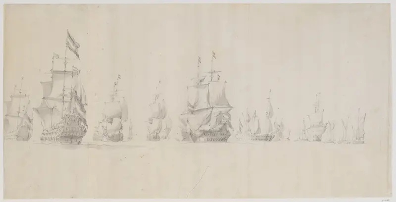 A Dutch Fleet Under Sail at Sea in a Light Breeze Wall Art by Willem van de Velde I - High-Resolution Digital Print