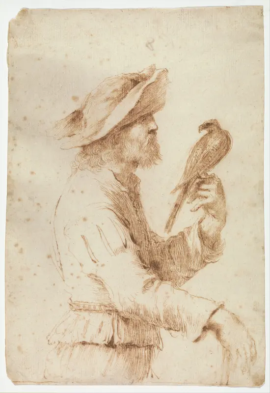 A Falconer in Profile to the Right Wall Art by Follower of Guercino - High-Resolution Digital Print