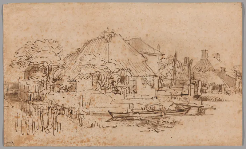 A Farm on the Amsteldijk, Seen from the Northwest Wall Art by Rembrandt van Rijn - High-Resolution Digital Print