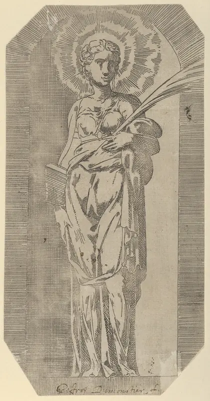 A female Saint Wall Art by Geoffroy Dumoûtier - High-Resolution Digital Print