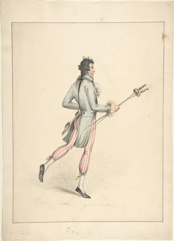 A fencing master (recto); sketch of a man's head (verso) Wall Art by Robert Dighton the Elder - High-Resolution Digital Print