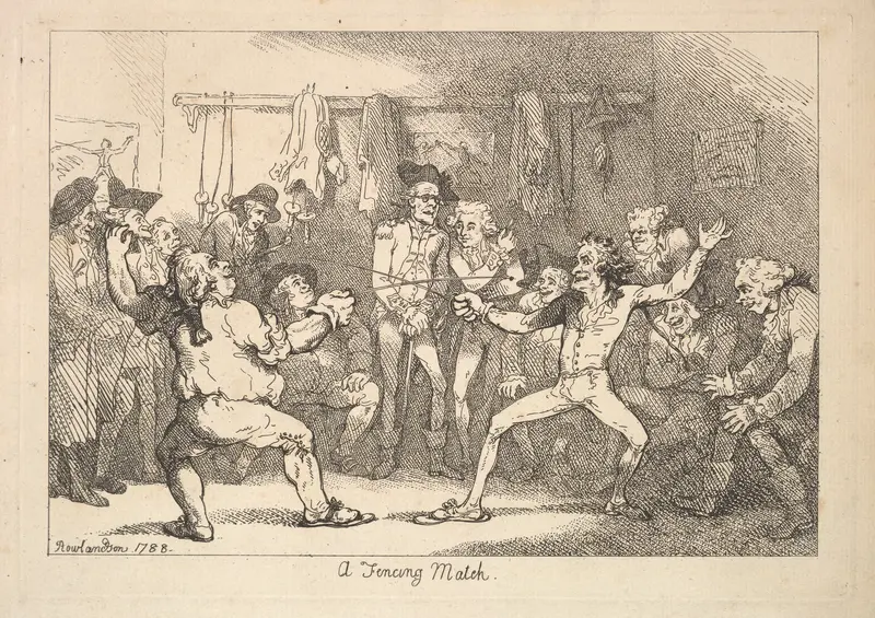 A Fencing Match Wall Art by Thomas Rowlandson - High-Resolution Digital Print