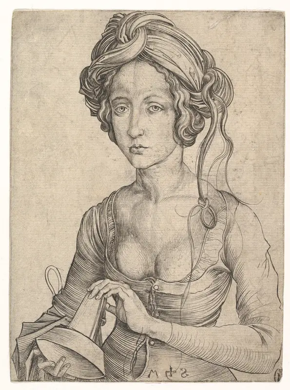 A Foolish Virgin in Half-Figure Wall Art by Martin Schongauer - High-Resolution Digital Print