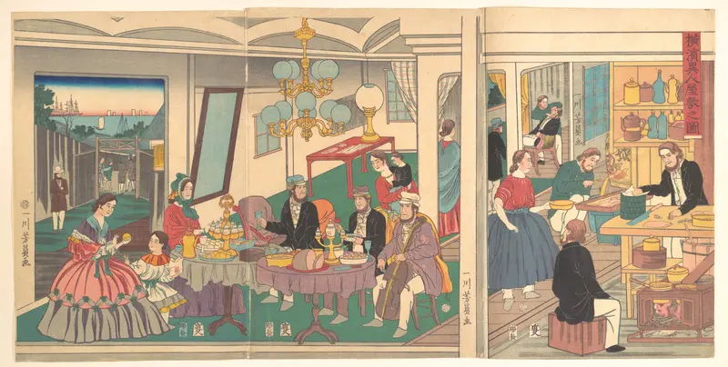 A Foreign Residence in Yokohama Wall Art by Utagawa Yoshikazu - High-Resolution Digital Print