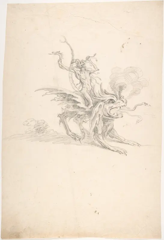 A Fury Riding on a Monster Wall Art by Anonymous, Dutch, 18th century - High-Resolution Digital Print