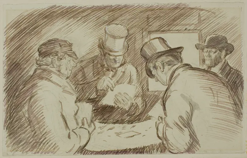 A Game of Cards Wall Art by Charles Samuel Keene - High-Resolution Digital Print