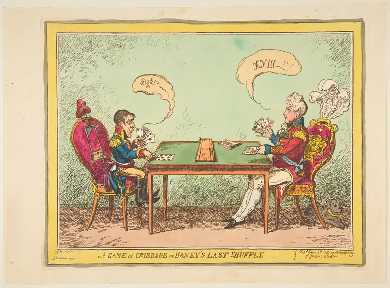 A Game of Cribbage or Boney's Last Shuffle Wall Art by George Cruikshank - High-Resolution Digital Print