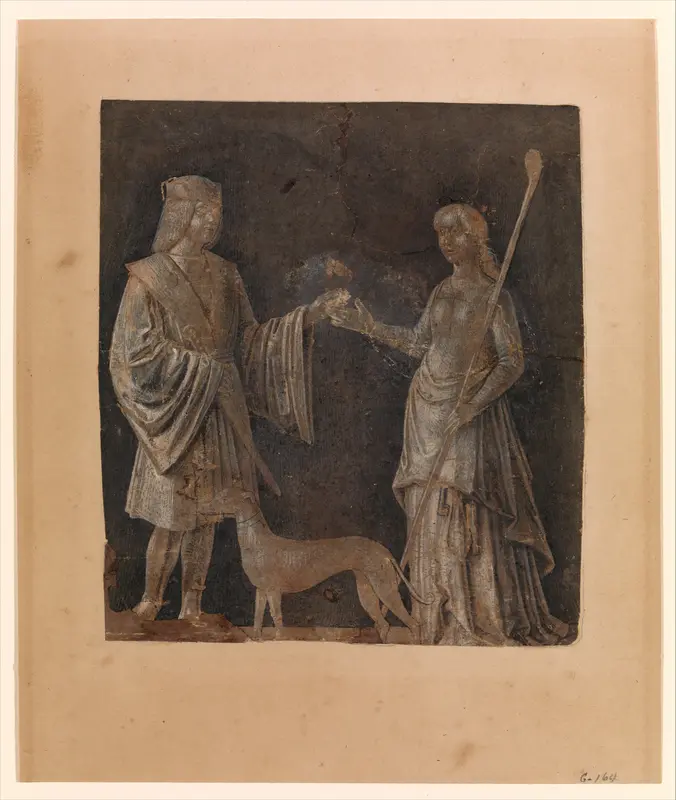 A Gentleman, a Young Woman, and a Dog Wall Art by Michele da Verona - High-Resolution Digital Print
