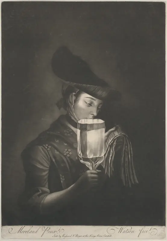 A Girl Singing Ballads By a Paper Lanthorn Wall Art by James Watson - High-Resolution Digital Print