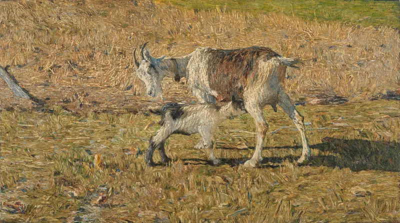 A Goat with her Kid Wall Art by Unknown - High-Resolution Digital Print