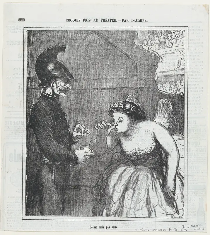 A goddess, but not proud at all, from 'Theater sketches,' published in Le Charivari, June 12, 1865 Wall Art by Honoré Daumier - High-Resolution Digital Print