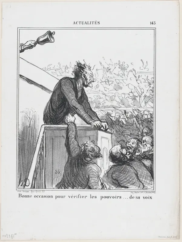 A good occasion to test the power of his voice, from 'News of the day,' published in "Le Charivari" Wall Art by Honoré Daumier - High-Resolution Digital Print
