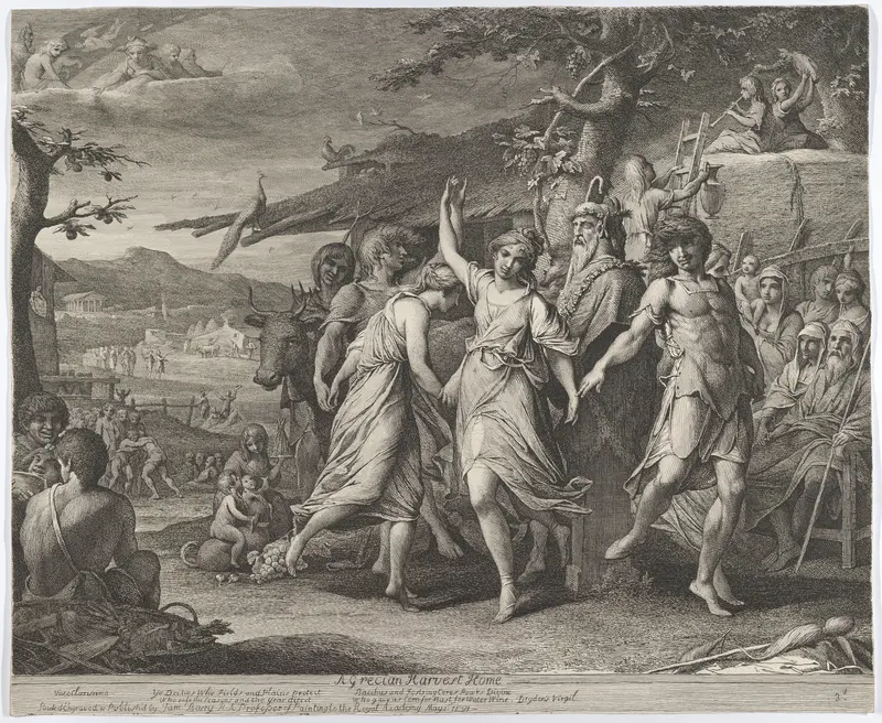 A Grecian Harvest-Home, or Thanksgiving to the Rural Deities, Ceres, Bacchus, etc. Wall Art by James Barry - High-Resolution Digital Print
