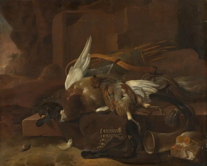 A Hunter's Bag Wall Art by Melchior d' Hondecoeter - High-Resolution Digital Print