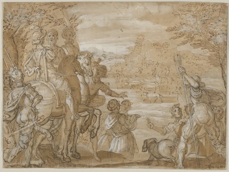 A Hunting Party Wall Art by Jan van der Straet, called Stradanus - High-Resolution Digital Print