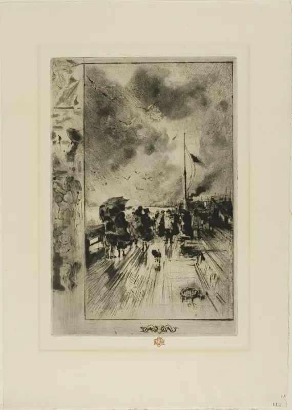 A Jetty in England Wall Art by Félix Hilaire Buhot - High-Resolution Digital Print