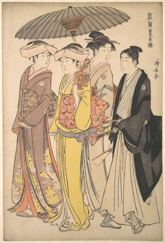 A Lady from a Samurai Household with Three Attendants, from the series A Brocade of Eastern Manners (Fūzoku Azuma no nishiki)