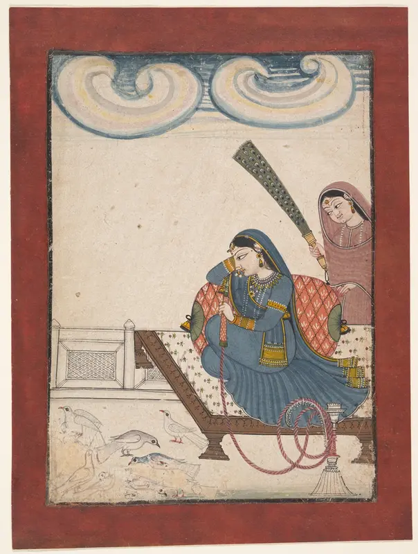 A Lady Gazing at Doves Wall Art by Unknown - High-Resolution Digital Print