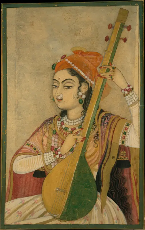 A Lady Playing the Tanpura Wall Art by Unknown - High-Resolution Digital Print