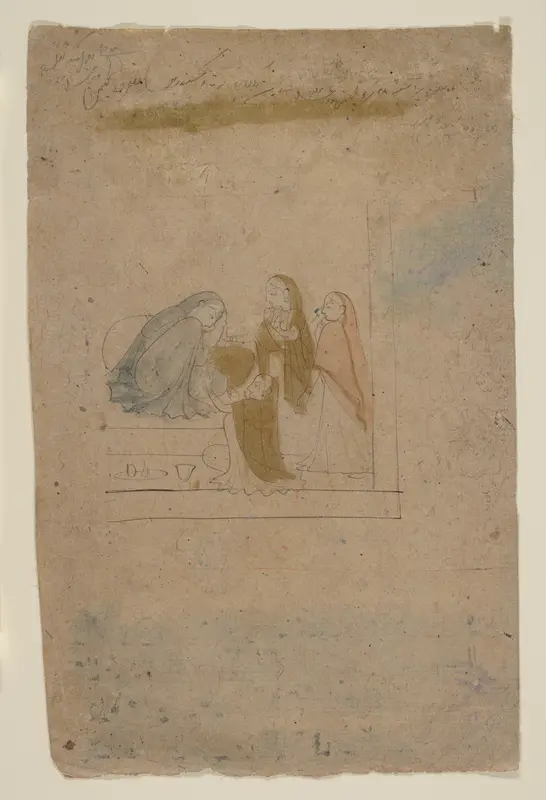 A Lady with Attendants Wall Art by Nainsukh - High-Resolution Digital Print