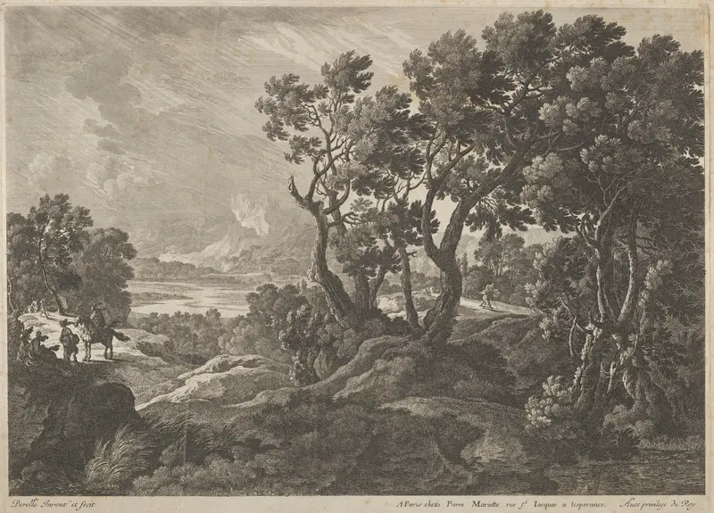 A landscape with travellers at the left Wall Art by Adam Perelle - High-Resolution Digital Print