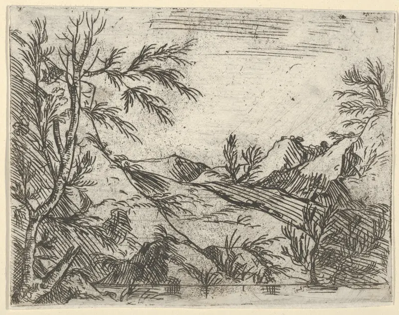 A landscape with water in the foreground and mountains in the distance Wall Art by Salvator Rosa - High-Resolution Digital Print
