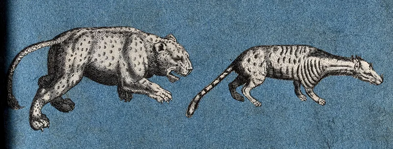 A leopard and an unidentified animal Wall Art by Anonymous - High-Resolution Digital Print