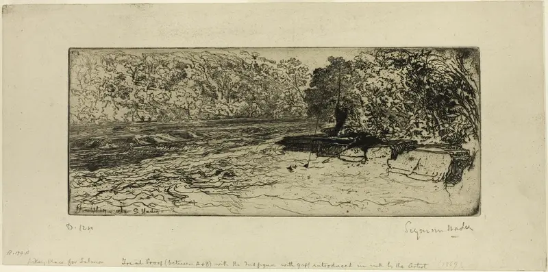 A Likely Place for a Salmon Wall Art by Francis Seymour Haden - High-Resolution Digital Print