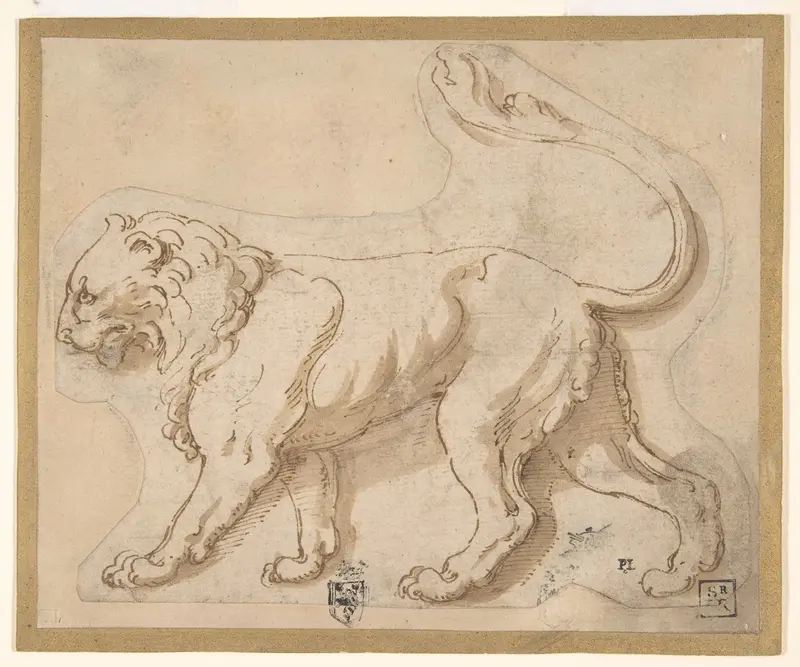 A Lion in Profile Facing to the Left ("Leo") Wall Art by Giulio Romano - High-Resolution Digital Print